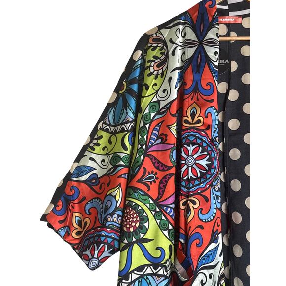 Alembika Paisley Dot Long Kimono Jacket Robe Satin Women's Size 1X Multi NWT - Picture 9 of 13
